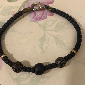Black and Gold Lava Beaded Bracelet